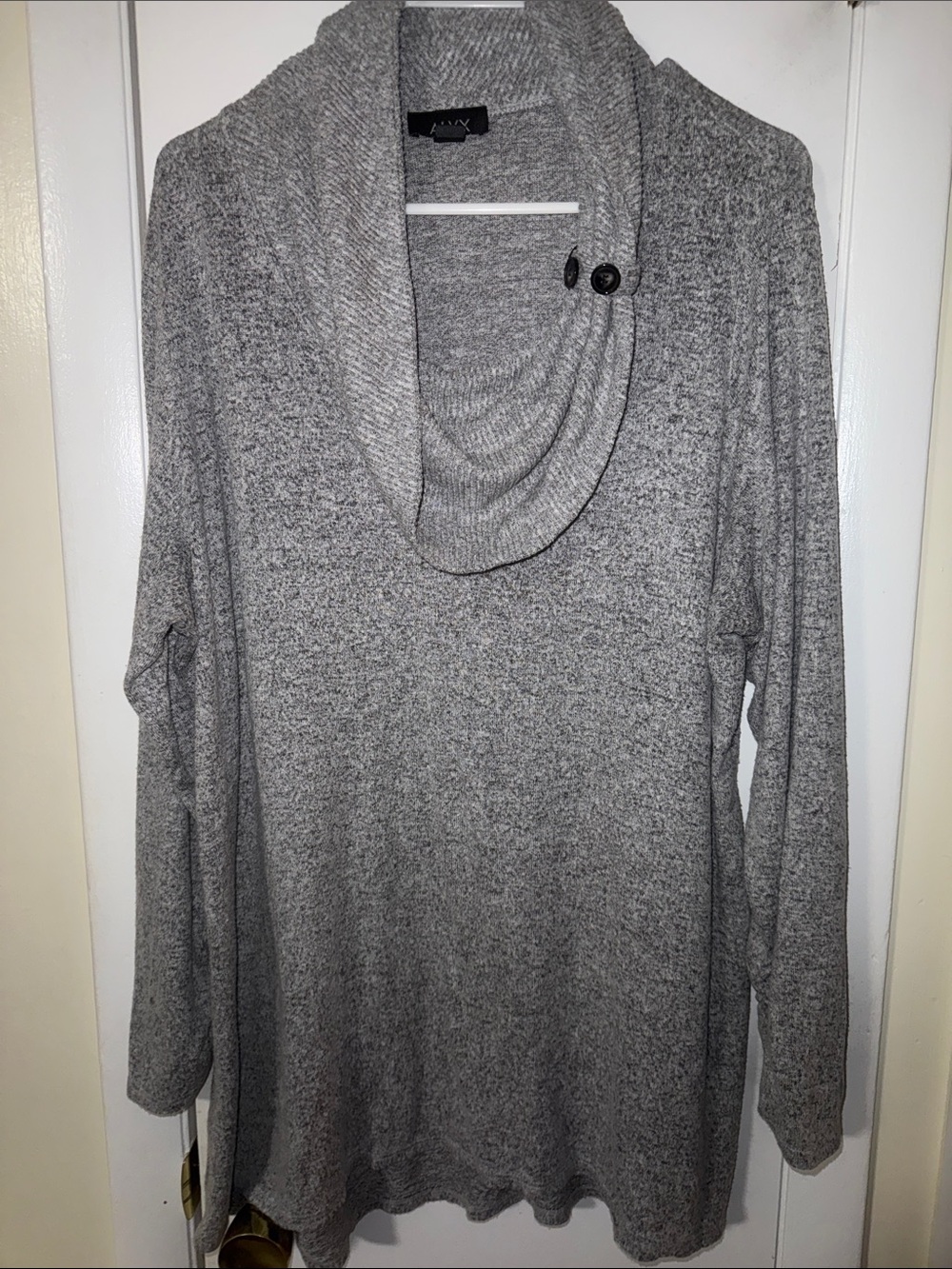 Alyx Heather Gray Cowl Neck Sweater with Button Accent